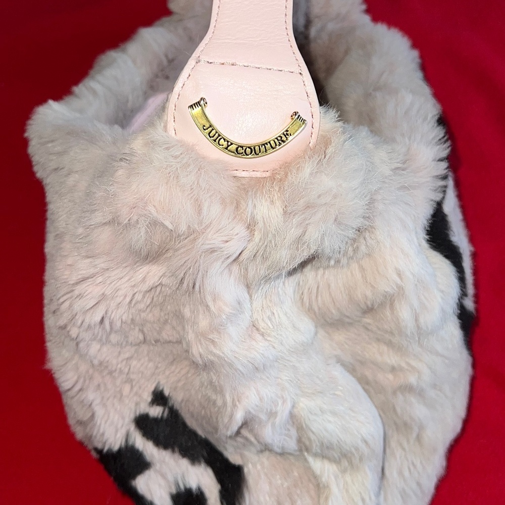 JUICY COUTURE Pink Rabbit Fur & Leather Viva La Juicy Bag Vintage Rare! NEW! - Picture 7 of 14